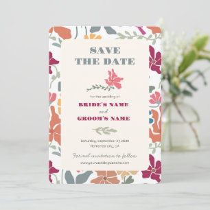 Boho Chic Bloemige Retro Mid Century Bruiloft Save The Date
