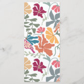 Boho Chic Bloemige Retro Mid Century Trouwdag Menu (Achterkant)