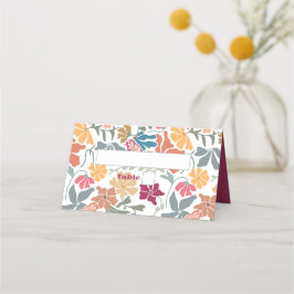 Boho Chic Bloemige Retro Mid Century Trouwdag Plaatskaartje