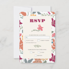 Boho Chic Bloemige Retro Mid Century Trouwdag RSVP Kaartje