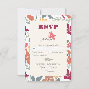 Boho Chic Bloemige Retro Mid Century Trouwdag RSVP Kaartje