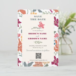 Boho Chic Bloemige Retro Mid Century Trouwdag Save The Date