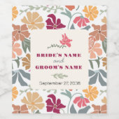 Boho Chic Bloemige Retro Trouw Favor Wijn Etiket (Enkel label)