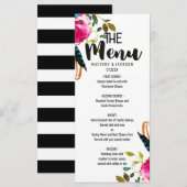 Boho Chic Bloemige Waterverf Bruiloftsmenu Menu (Voorkant / Achterkant)