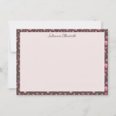 Boho Chic Bloemmotief Roze Bruin Gepersonaliseerd Bedankkaart (Voorkant)