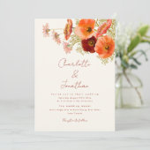 Boho Chic Bloemrijke Herfst Bruiloft Kaart (Staand voorkant)