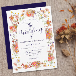 Boho Chic Bloemrijke Herfst Bruiloft Kaart