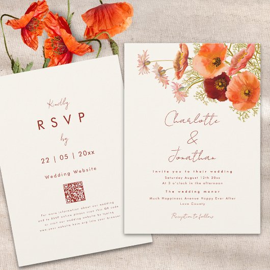 Boho Chic Bloemrijke Herfst Bruiloft Kaart