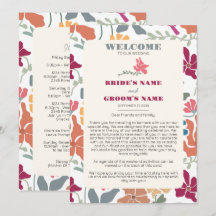 Boho Chic Bloemrijke Retro Trouwdag Itinerarium