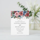 Boho Chic Bloemrijke Tuinrozen Bruiloft Uitnodiging Briefkaart (Staand voorkant)