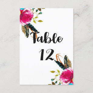 Boho Chic Bloemrijke Waterverf Tafel Nummers Trouw Kaart