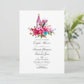 Boho Chic Bloemstuk Bruidspaar Shower Wijnproeveri Kaart (Staand voorkant)