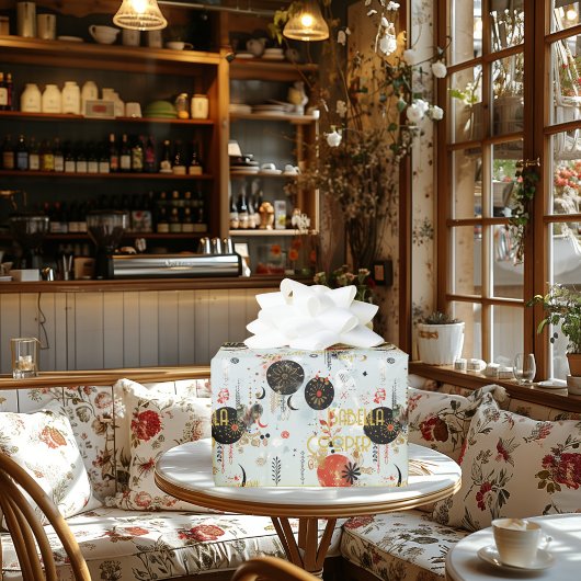 Boho Chic Blue en Red Gift Wrap Cadeaupapier