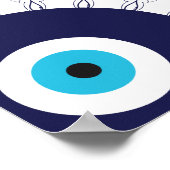 Boho Chic Blue Evil Eye Lucky Mandala Pattern Poster (Hoek)