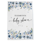 Boho Chic Blue Florals Baby shower Medium Gift Bag Cadeauzakje (Voorkant)