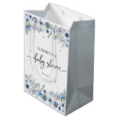 Boho Chic Blue Florals Baby shower Medium Gift Bag Cadeauzakje (Achterkant Gekanteld)