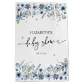 Boho Chic Blue Florals Baby shower Medium Gift Bag Medium Cadeauzakje (Achterkant)