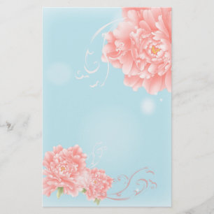 boho chic blue waterverf bloemroze bloemen briefpapier