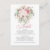 Boho Chic Blush Bloemen Trouwdetails Kaart (Voorkant)