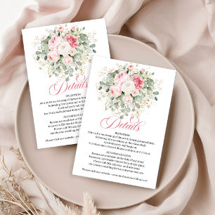 Boho Chic Blush Bloemen Trouwdetails Kaart