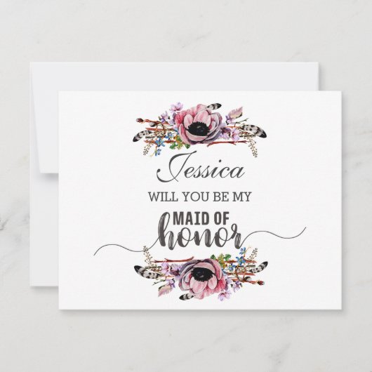 Boho Chic Blush Pink Zal je mijn bruidsmeisje zijn Kaart (Voorkant)