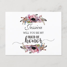 Boho Chic Blush Pink Zal je mijn bruidsmeisje zijn Kaart