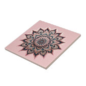 Boho Chic Blush Roze Bloem Mandala met Donker Blau Tegeltje (Zijkant)