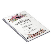 Boho Chic Blush Roze Bloemen Bruiloft Planner Notitieboek (Rechterzijde)