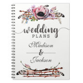 Boho Chic Blush Roze Bloemen Bruiloft Planner Notitieboek (Voorkant)