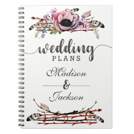 Boho Chic Blush Roze Bloemen Bruiloft Planner Notitieboek