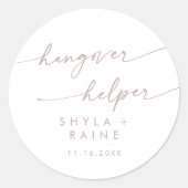 Boho Chic Blush Roze Hangover Helper Favor Ronde Sticker (Voorkant)