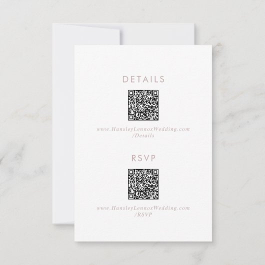 Boho Chic Blush Roze QR-code Details en RSVP Kaartje (Achterkant)