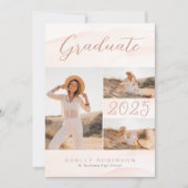 Boho Chic Blush Waterverf & Script Afstuderen Kaart (Voorkant)