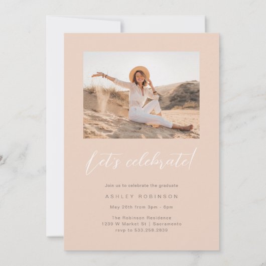 Boho Chic Blush Waterverf & Script Afstuderen Kaart (Achterkant)