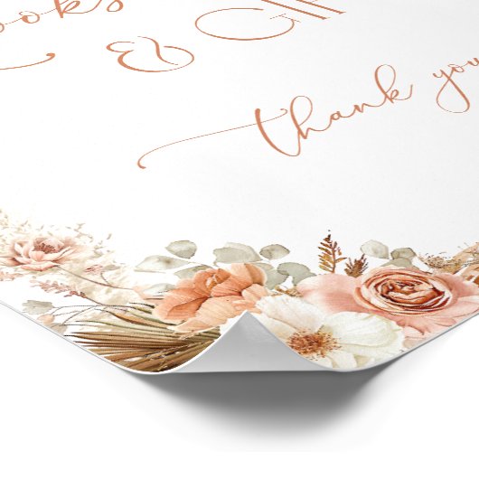 Boho Chic Boeken en geschenken Baby shower Poster (Hoek)