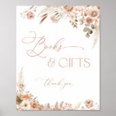 Boho Chic Boeken en geschenken Baby shower Poster (Voorkant)