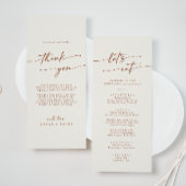 Boho Chic Bohemian Cream Bedankt en bruiloft Menu