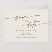 Boho Chic Bohemian Cream Bruiloft Save the Date Uitnodiging Briefkaart (Voorkant)