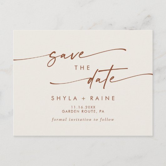 Boho Chic Bohemian Cream Bruiloft Save the Date Uitnodiging Briefkaart (Voorkant)