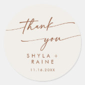 Boho Chic Bohemian Cream Dank u huwelijksgunst Ronde Sticker (Voorkant)