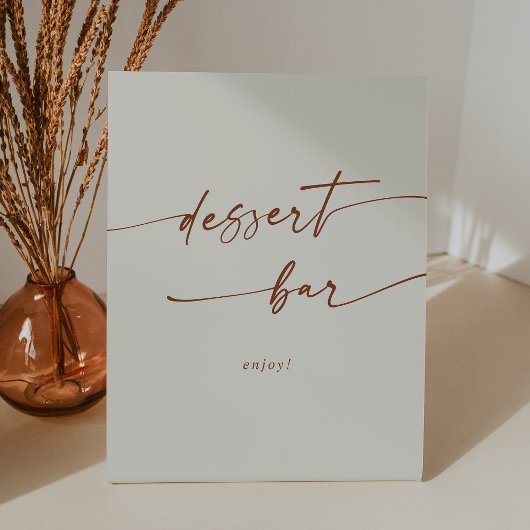 Boho Chic Bohemian Cream Dessert Bar Trouwen Reclamebord Met Voetstuk