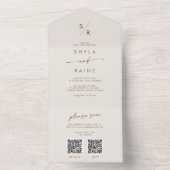 Boho Chic Bohemian Cream Dual QR-code bruiloft All In One Uitnodiging (Binnen)