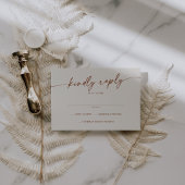 Boho Chic Bohemian Cream Eenvoudige bruiloft RSVP Kaartje