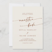 Boho Chic Bohemian Cream Foto Spaans Bruiloft Kaart (Voorkant)