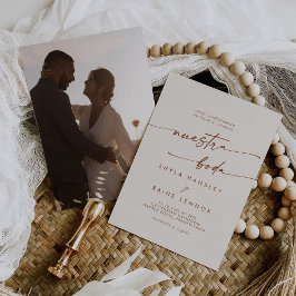 Boho Chic Bohemian Cream Foto Spaans Bruiloft Kaart