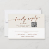 Boho Chic Bohemian Cream Mail In en QR Code RSVP Kaartje (Voorkant)