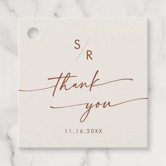 Boho Chic Bohemian Cream Monogram Bedankt Bedankjes Labels (Voorkant)