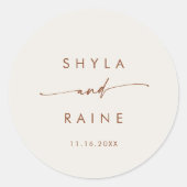 Boho Chic Bohemian Cream Namen Envelope Seals Ronde Sticker (Voorkant)