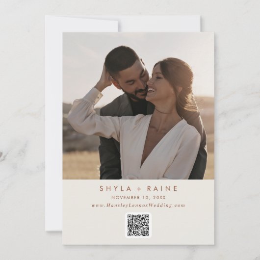 Boho Chic Bohemian Cream QR Code Fotokalender Save The Date (Achterkant)