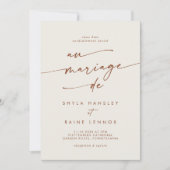 Boho Chic Bohemian Cream QR Code Franse bruiloft Kaart (Voorkant)